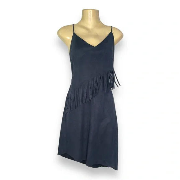 blue suede fringe dress ROYAL BLUE FRINGE DRESS main image 0